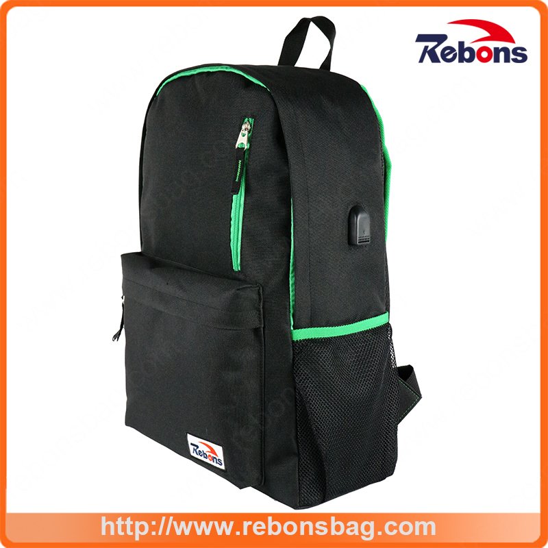 Black Man Solar Outdoor Travel Hiking Backpack with USB Charge Port