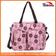 Latest Popular Adult Baby Diaper Bag Fashionable Mummy Bag with Flower Pattern