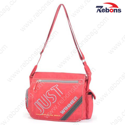 Nylon Red Ladies Long Strap Shoulder Messenger Bags for Sports