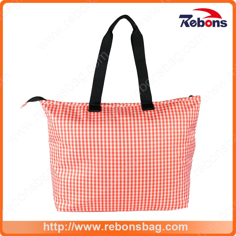 2017 New Designer Fashion Pink Grid Tote Women Hand Bag