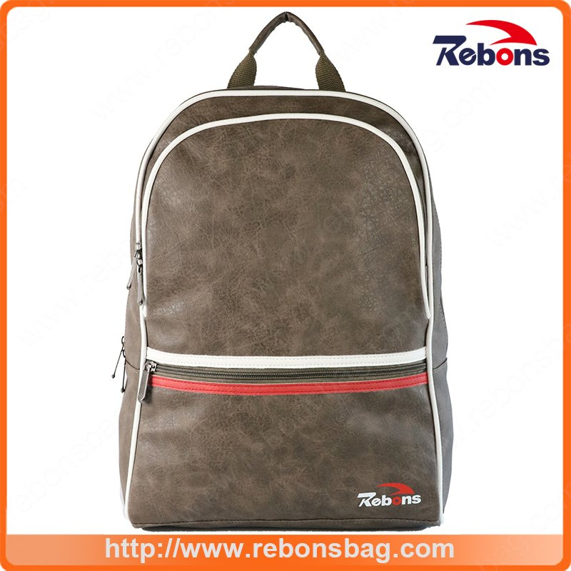 New Designed Men PU Leather Sport Backpack Bag for Travel School