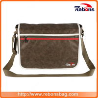 Male PU Sling Leather Laptop Shoulder Long Strap Bag
