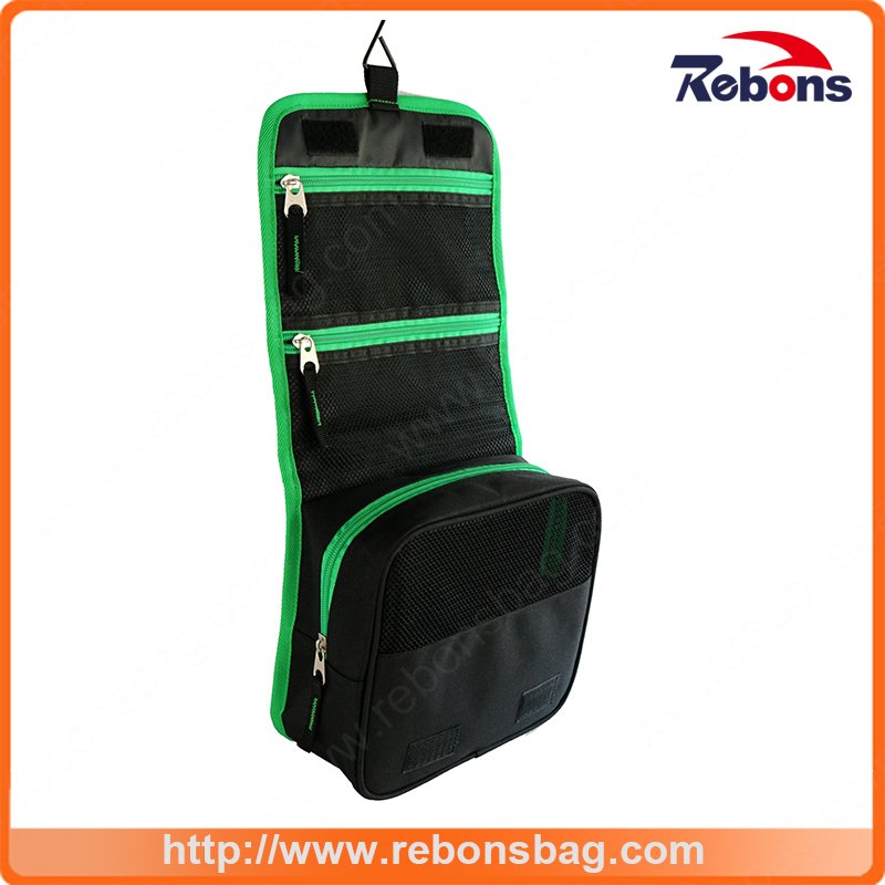Promotional Polyester Beauty Handle Cosmetic Bag for Travel Outdoor with Two Compartment
