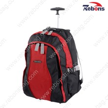 Custom Black Polyester Rucksack Trolley Wheeled Rolling Bag