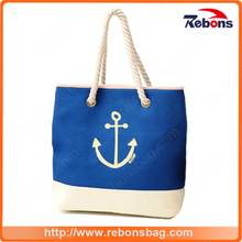 Navy Lady Canvas Shoulder Handbag Summer Beach Holiday Tote Bag Shopping Bags