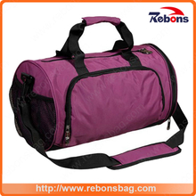 Big Volume Vintage Long Barrel Draw-Bar Men Leather Duffel Bag Polyester Travel Bag with Adjustable Shoulder Strap