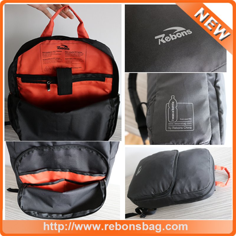 Green Light Folding Water-Repellent Hiking Bag Backpacks Made From Recycled Pet Plastic Bottles