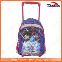 Cartoon Allover Pattern Wheeled High Quality Grid School Bags