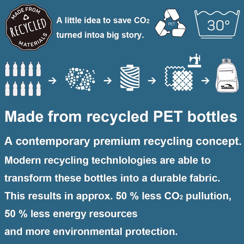 Green Light Folding Water-Repellent Hiking Bag Backpacks Made From Recycled Pet Plastic Bottles