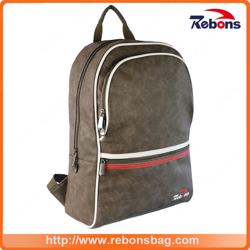 New Designed Men PU Leather Sport Backpack Bag for Travel School