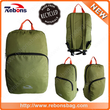 Green Light Folding Water-Repellent Hiking Bag Backpacks Made From Recycled Pet Plastic Bottles